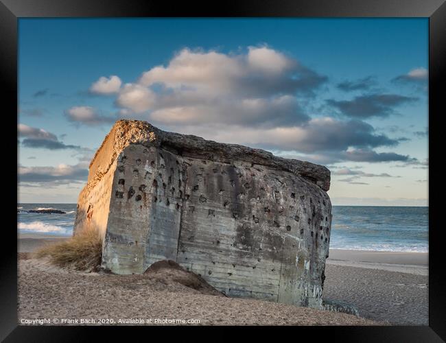 Bunker from WW2 on a Danish beach in Thyboroen, Denmark Framed Print by Frank Bach