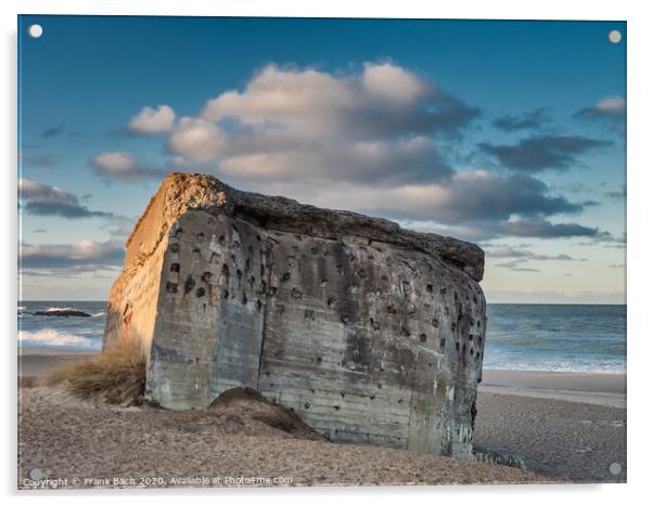 Bunker from WW2 on a Danish beach in Thyboroen, Denmark Acrylic by Frank Bach
