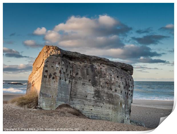 Bunker from WW2 on a Danish beach in Thyboroen, Denmark Print by Frank Bach