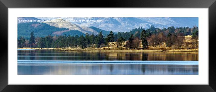 Distant Scottish Shore, Loch Tulla with the Black Mount in the background. Framed Mounted Print by David Thurlow