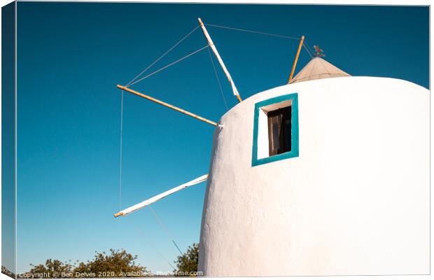 Portuguese windmill in summer Canvas Print by Ben Delves