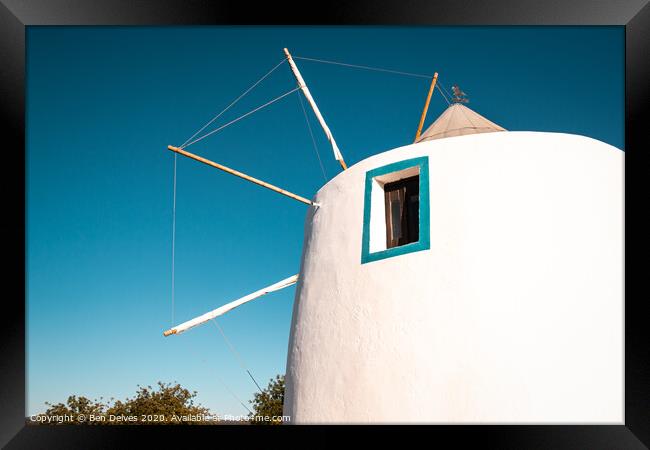 Portuguese windmill in summer Framed Print by Ben Delves