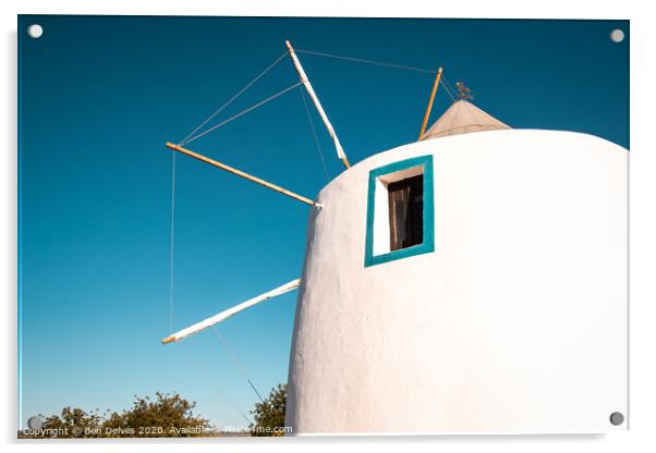 Portuguese windmill in summer Acrylic by Ben Delves