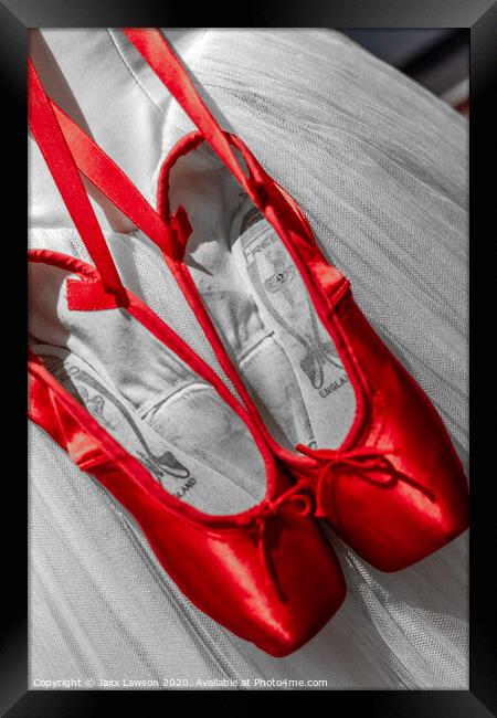 Red Ballet Shoes Framed Print by Jaxx Lawson