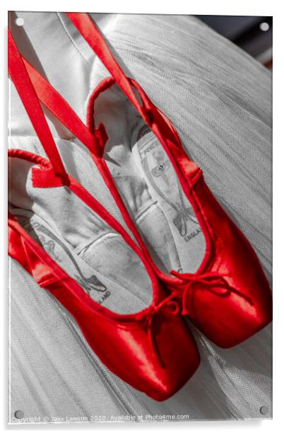 Red Ballet Shoes Acrylic by Jaxx Lawson