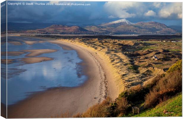 Winter comes to Harlech Beach Canvas Print by David Thurlow