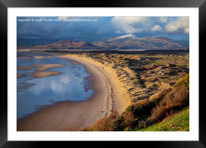 Winter comes to Harlech Beach Framed Mounted Print by David Thurlow