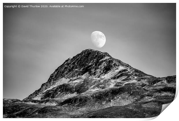 Snowdonia Moonrise Print by David Thurlow
