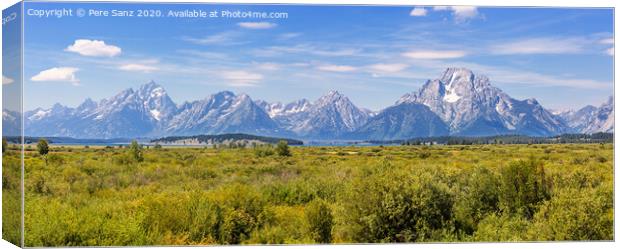 Panoramic view of Grand Teton National Park, Wyoming, USA Canvas Print by Pere Sanz