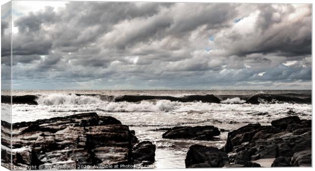 Crashing Waves and Stormy Sky Canvas Print by Joy Newbould
