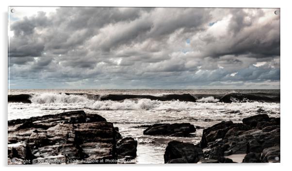 Crashing Waves and Stormy Sky Acrylic by Joy Newbould