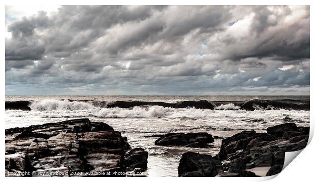 Crashing Waves and Stormy Sky Print by Joy Newbould