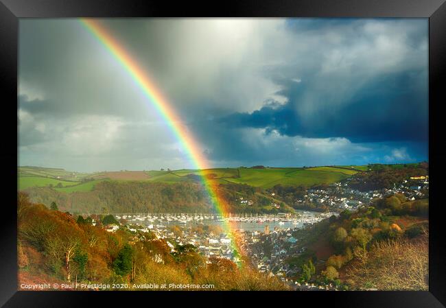 Rainbow over Dartmouth Framed Print by Paul F Prestidge