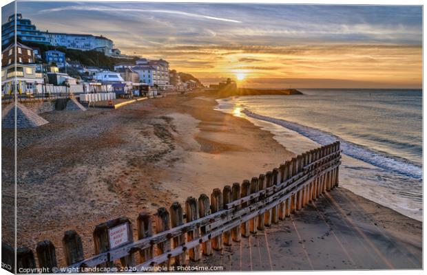 Sunrise On Ventnor Beach Canvas Print by Wight Landscapes