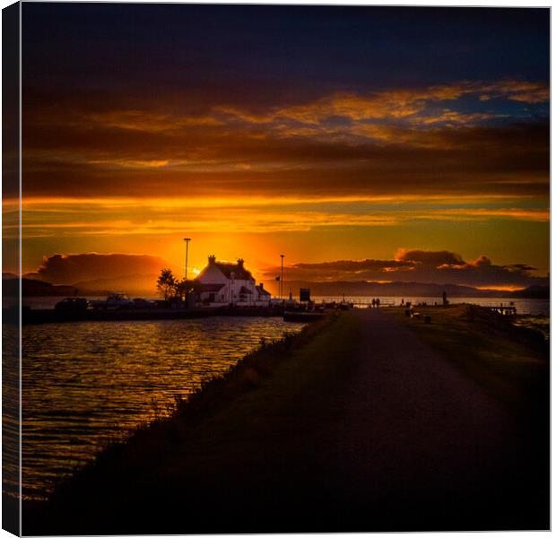 Muirtown Locks Sunset Canvas Print by Macrae Images