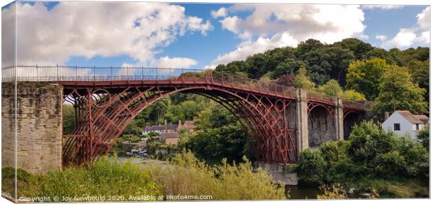 The Iron Bridge at Ironbridge, Shropshire Canvas Print by Joy Newbould