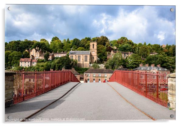 View across the Iron Bridge at Ironbridge Acrylic by Joy Newbould