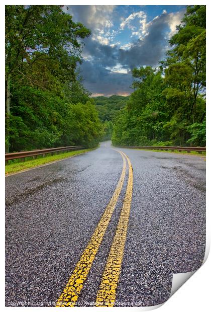 Mountain Road into Distance Print by Darryl Brooks