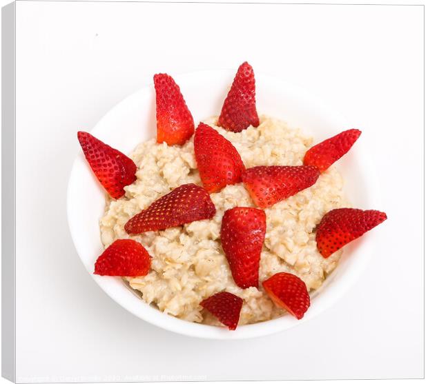 Oatmeal with Cut Strawberries Canvas Print by Darryl Brooks