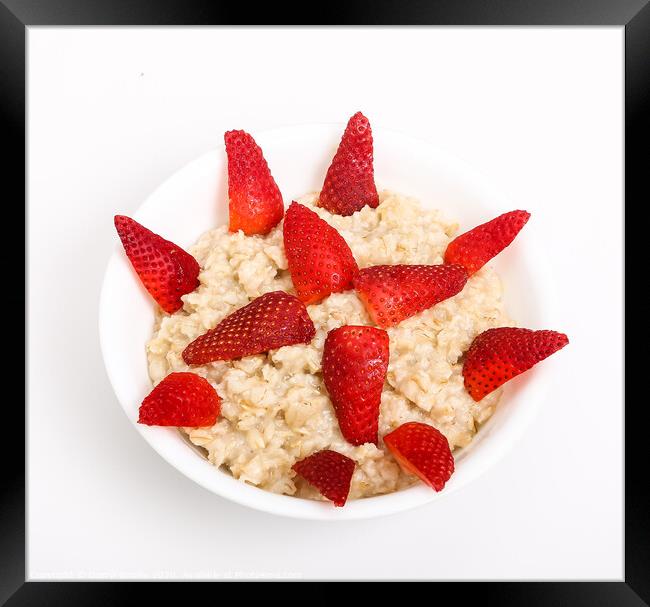Oatmeal with Cut Strawberries Framed Print by Darryl Brooks