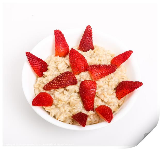 Oatmeal with Cut Strawberries Print by Darryl Brooks