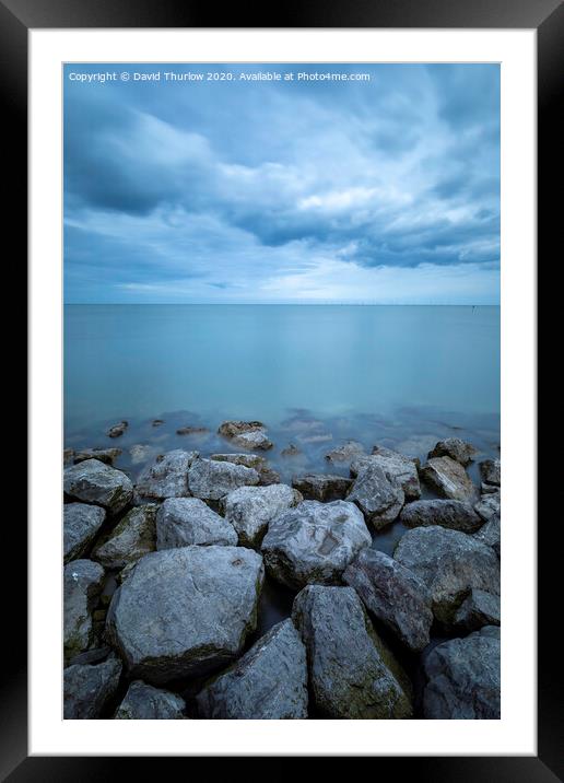 Breakwater Storm Framed Mounted Print by David Thurlow