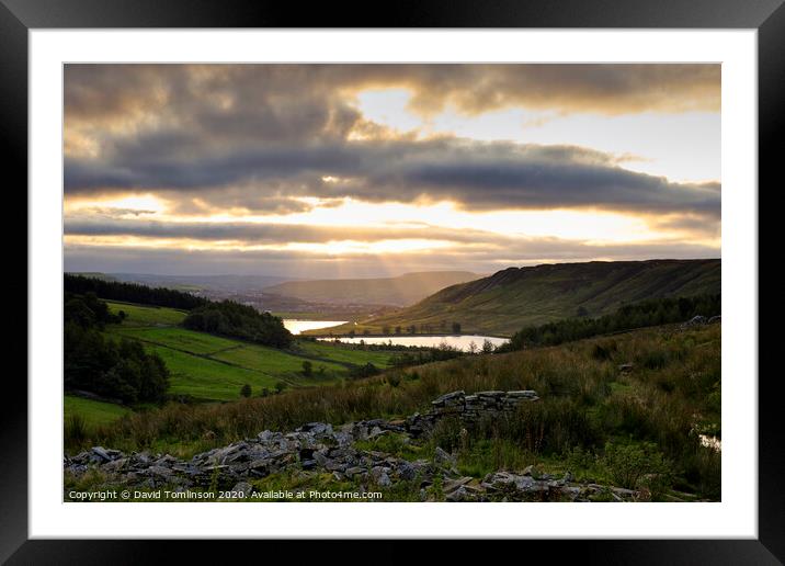 Sunrise at Calf Hey Reservoir - Haslingden Lancashire Framed Mounted Print by David Tomlinson
