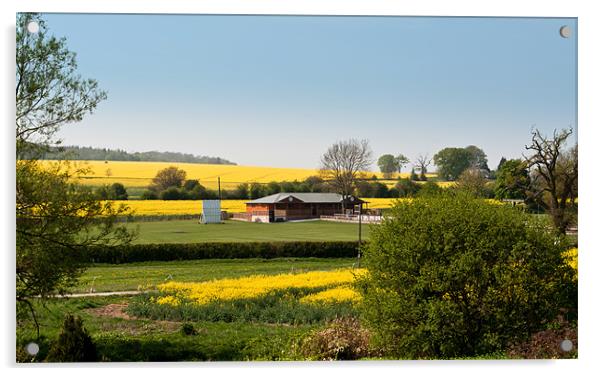 Oxfordshire Landscape Acrylic by Karen Martin
