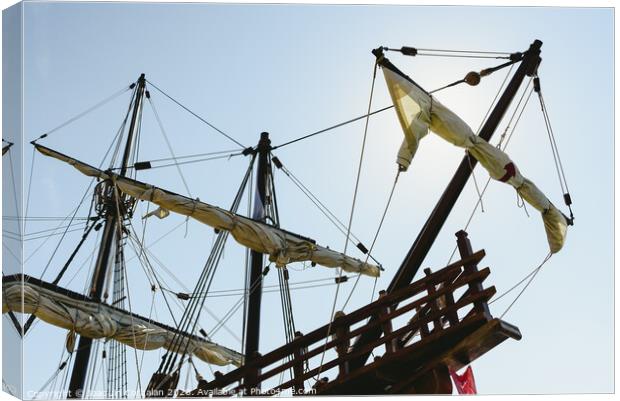 Sailboat replica of the Santa Maria boat, boat that discovered america. Canvas Print by Joaquin Corbalan