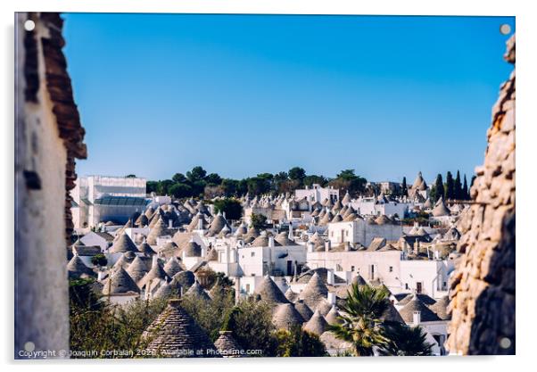Roofs with symbols in the trulli, in the famous Italian city of Alberobello. Acrylic by Joaquin Corbalan
