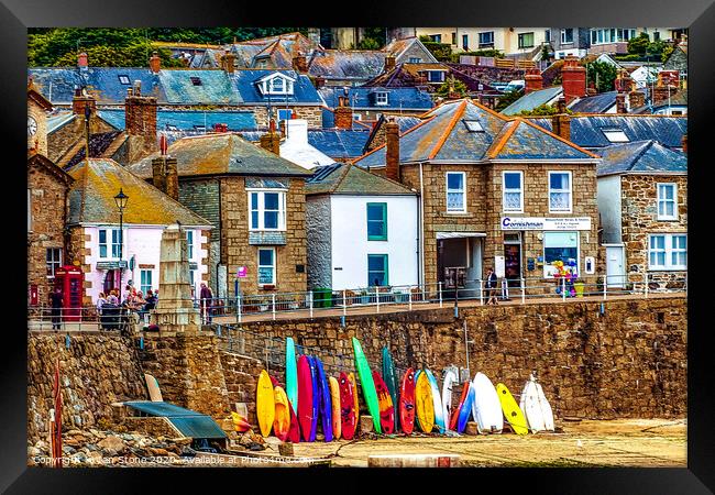 Vibrant Boards at Mousehole Harbour Framed Print by Ian Stone