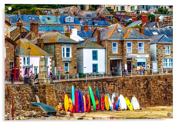 Vibrant Boards at Mousehole Harbour Acrylic by Ian Stone