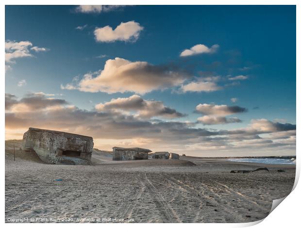 Bunker from WW2 on a Danish beach in Thyboroen, Denmark Print by Frank Bach