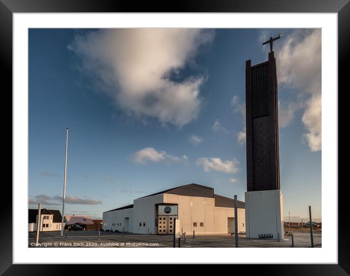Modern church building in Thyboroen at the West Coast in Denmark Framed Mounted Print by Frank Bach
