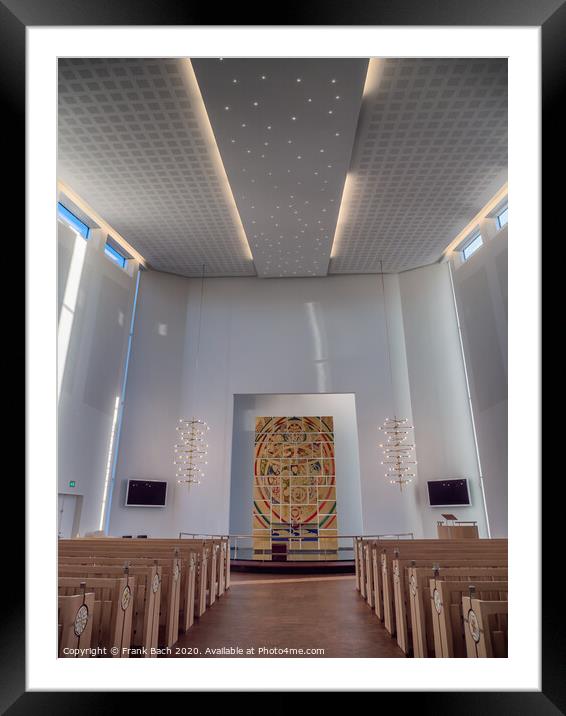 Modern church building in Thyboroen at the West Coast in Denmark Framed Mounted Print by Frank Bach