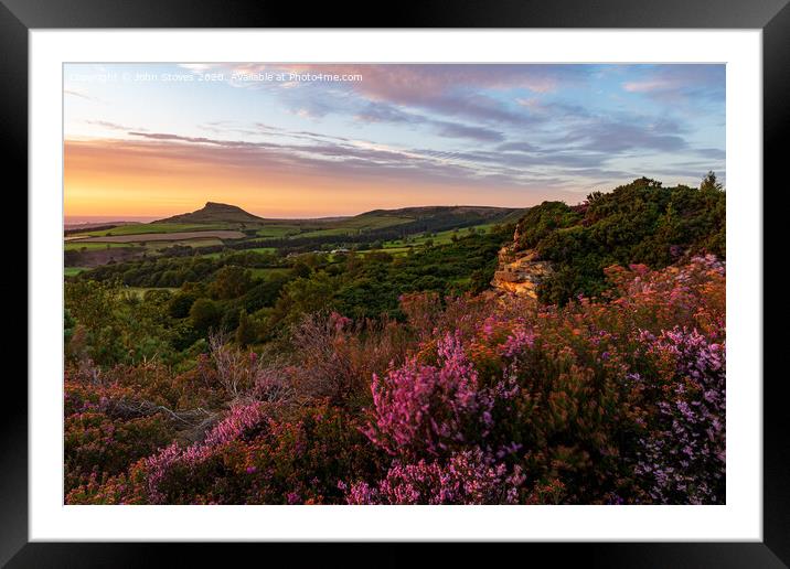 Roseberry Topping Sunset Framed Mounted Print by John Stoves