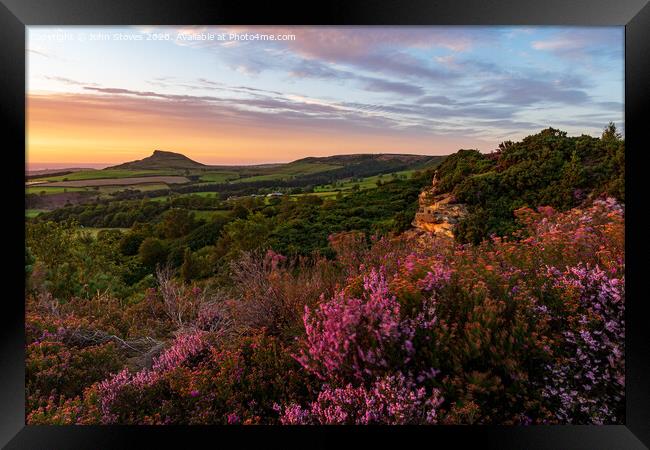 Roseberry Topping Sunset Framed Print by John Stoves
