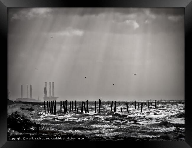 Beach promenade in Hjerting near Esbjerg in stormy Weather, Denmark Framed Print by Frank Bach