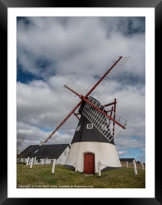 Wind Mill on the wadden sea island Mandoe, Esbjerg Denmark Framed Mounted Print by Frank Bach