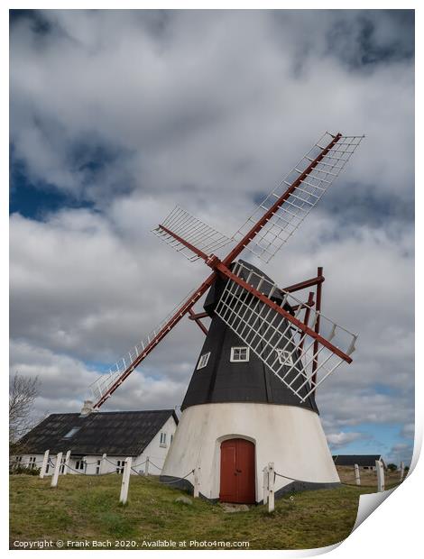 Wind Mill on the wadden sea island Mandoe, Esbjerg Denmark Print by Frank Bach