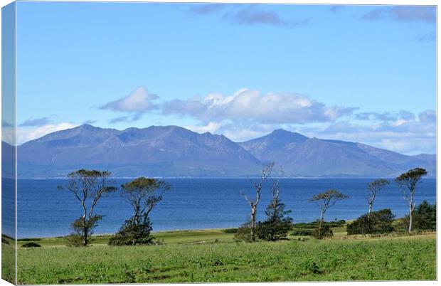 Scenic view of Arran`s mountains from West Kilbrid Canvas Print by Allan Durward Photography