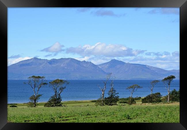 Scenic view of Arran`s mountains from West Kilbrid Framed Print by Allan Durward Photography