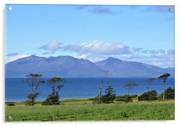Scenic view of Arran`s mountains from West Kilbrid Acrylic by Allan Durward Photography