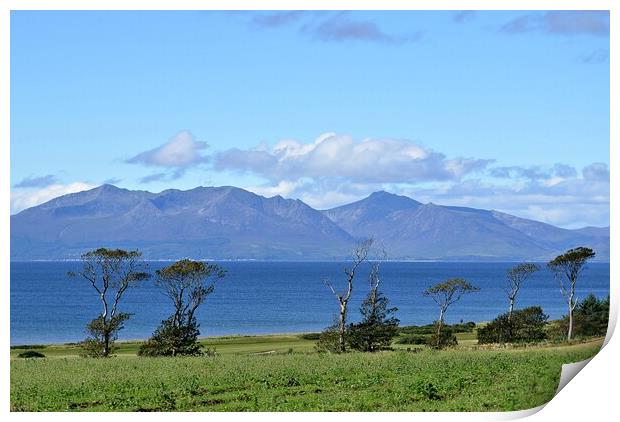 Scenic view of Arran`s mountains from West Kilbrid Print by Allan Durward Photography
