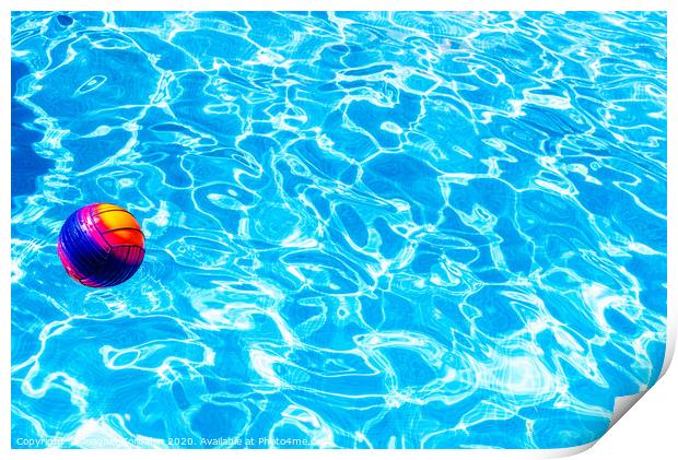 Water sports ball in a pool with fresh water to have fun. Print by Joaquin Corbalan