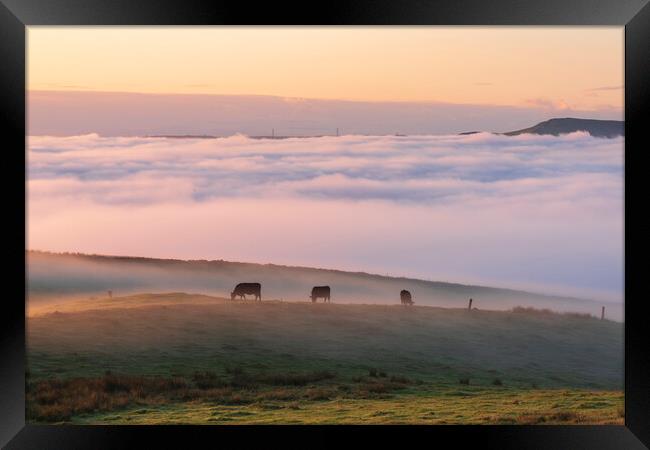 Sunrise from Cracken Edge in the Derbyshire Peak D Framed Print by John Finney