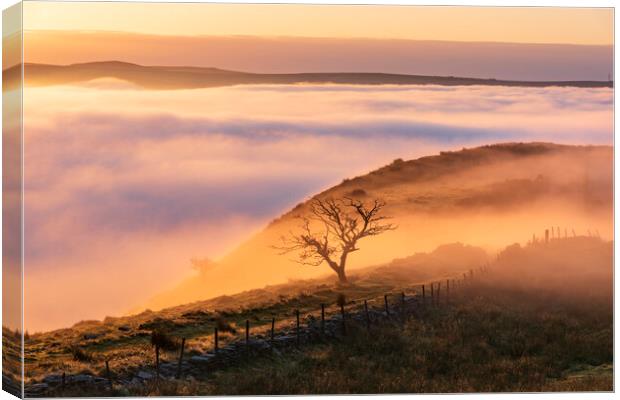 Sunrise from Cracken Edge in the Derbyshire Peak D Canvas Print by John Finney
