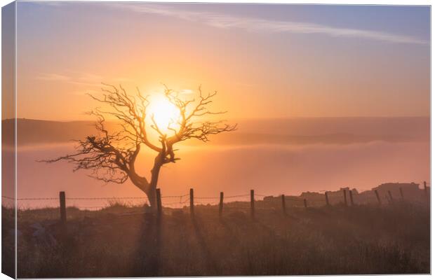 Cracken Edge sunrise near Chinley Canvas Print by John Finney