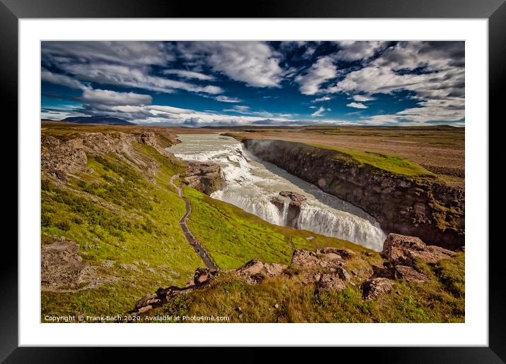 Gullfoss waterfalls in Iceland Framed Mounted Print by Frank Bach