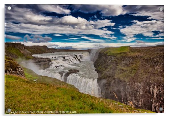 Gullfoss waterfalls in Iceland Acrylic by Frank Bach